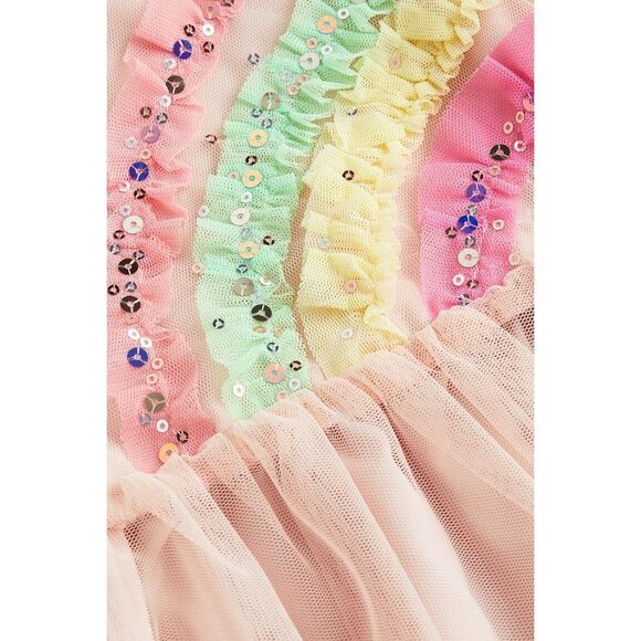 H&M Appliquéd Tulle Dress In Powder pink/rainbow - Picture 4 of 12